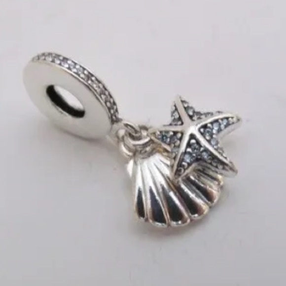 Pandora, sparkling, starfish, and seashell dangle charm. - Picture 2 of 5